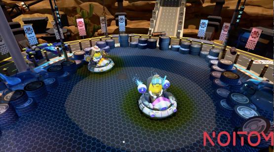 Screen grab of virtual reality bumper cars by Noitom.